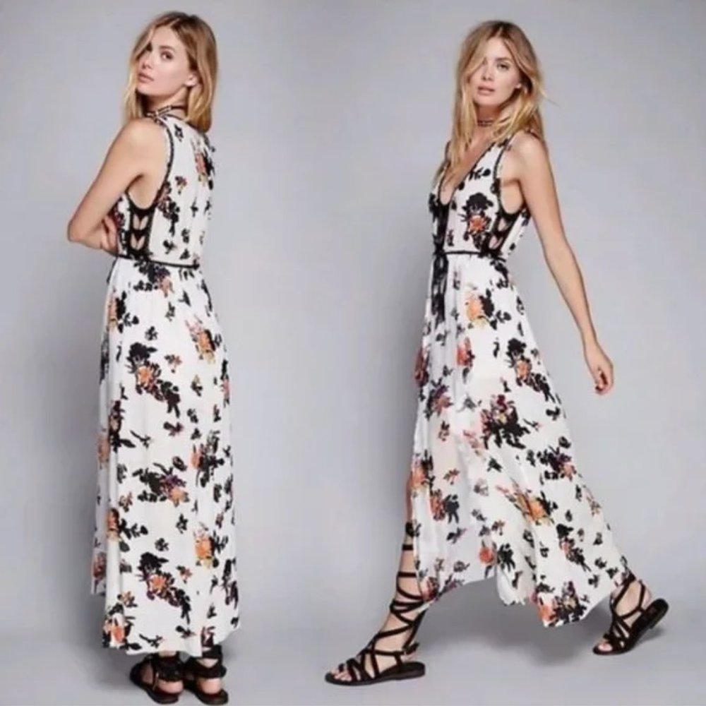 Free People FP ONE Moonlight Floral Garden White Maxi Dress (XS)